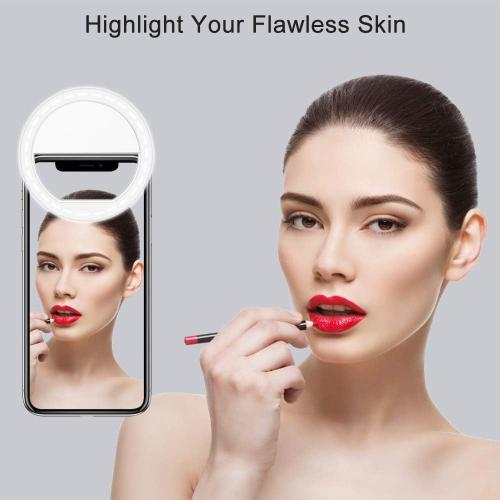 Selfie Ring Light, QIAYA Portable Clip Selfie Light with 36 LED for Smart Phone Photography, Camera Video