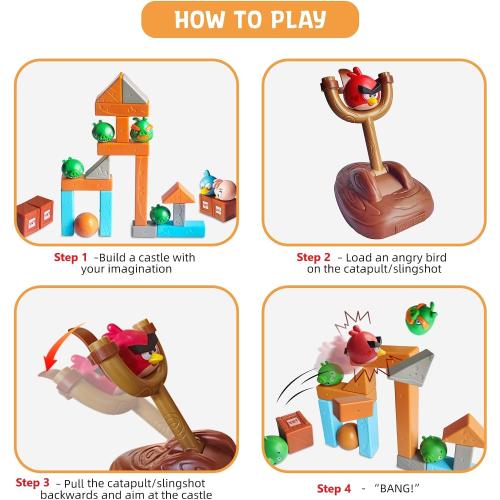 ROLOSO Angry Birds Toys Playsets Build N’ Launch Construction Brick Assembly Building Blocks Sets Pig City Strike 2 Takedown Space Planet Game Catapult Slingshot Gift Box