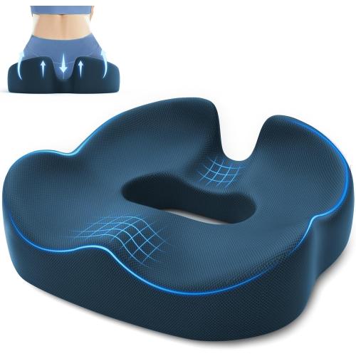 SweetSlubr Large Donut Pillow Seat Cushion for Hemorrhoid Discomfort&Tailbone Pressure, Office Chair Cushion for Long Sitting, Ergonomic Coccyx Pillow for Postpartum Pregnancy, Blue, X-Large
