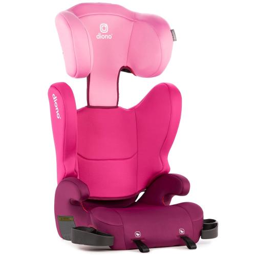 Diono Cambria LE, 2-in-1 Belt Positioning Booster Seat,Backless and High-Back Booster seat for Children from 40—120 lb,17 Wide,6 Headrest Positions,Lightweight with Latch,Pink