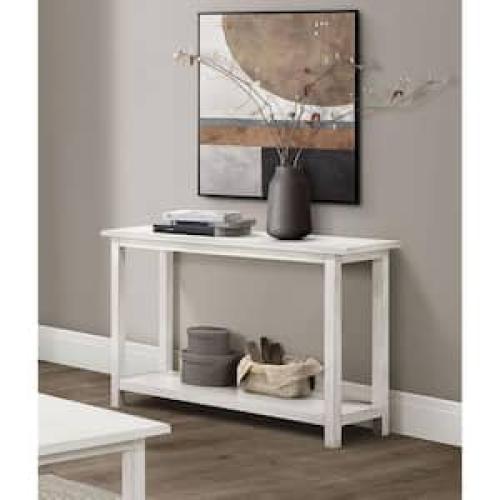 Payne 47.25 in. White Rectangle Wood Top Console Table with Shelf