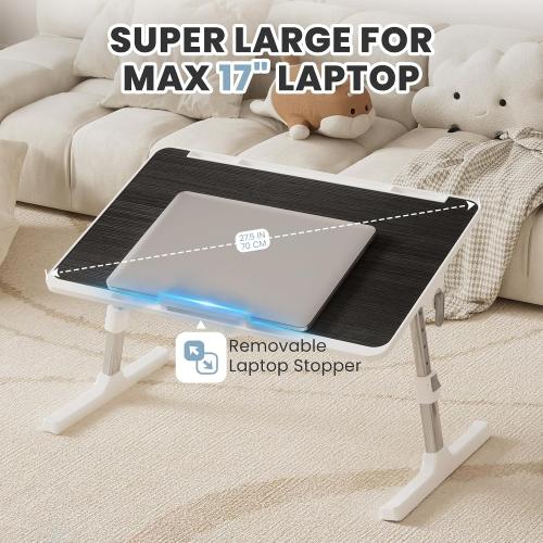 Adjustable Lap Desk, Foldable Laptop Desk for Bed,  Lap Table Black