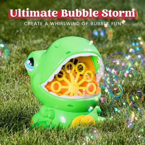 JOYIN Dinosaur Bubble Machine, Bubble Machine Gun Blower with Solutions for Kids, Summer Outdoor Indoor Toy, Dinosaur Party Favor, Kids Birthday Gift (Green)