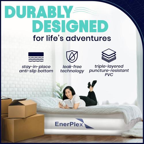 EnerPlex Queen Double Air Mattress with Built-in Pump, 13 Inflatable Bed