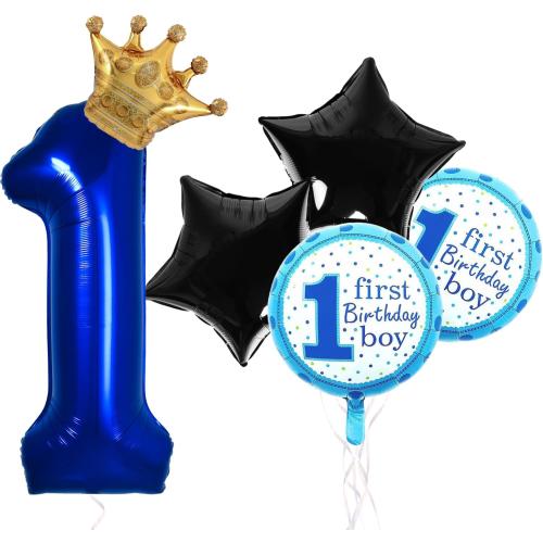 Blue 1Baby Boss Balloons Baby Boss Birthday Decorations for Boss Baby Birthday Party Decor, Royal Prince Birthday Decoration, 1 Balloons for 1st Birthday Boy Supplies Favors