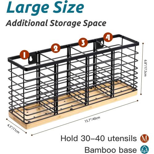 Suli Extra Large Kitchen Utensil Holder Countertop with Removable Divider