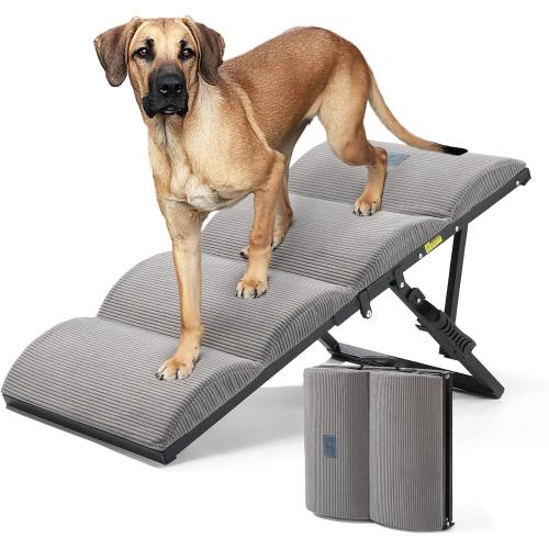 Veehoo Foldable Dog Ramp for Bed Couch Large Dogs, Adjustable 12-20'' High