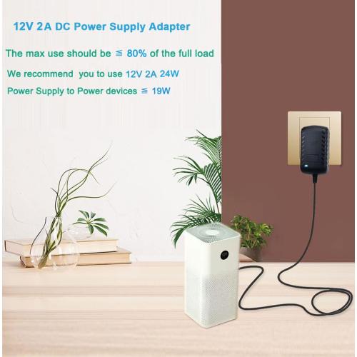 DC 12Volt 2A Power Supply Adapter 24W AC DC Wall Adapter 100-240V AC to DC 12V 2A 1.5A Power Adapter Cord Converter with 5.5mm x 2.5mm Compatible with 5.5x2.1mm Tip 12V ac/dc Transformer