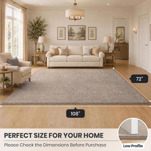 PURRUGS Area Rug, 72 x 108, Taupe