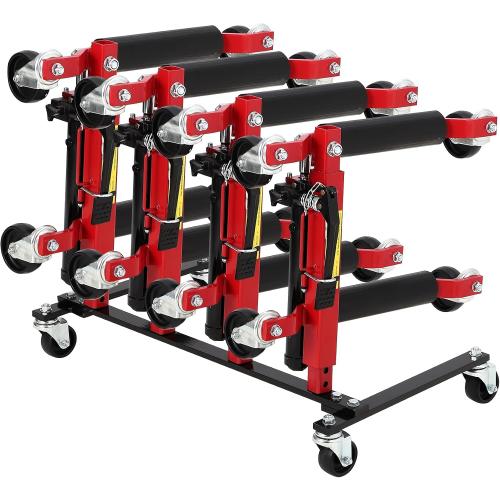 Heavy Duty Car Dolly Storage Rack, 4 Wheel Dolly Holder with 360° Swivel Casters, Universal Jack Stand Organizer for Garage, Workshop, and Auto Repair Space Saving