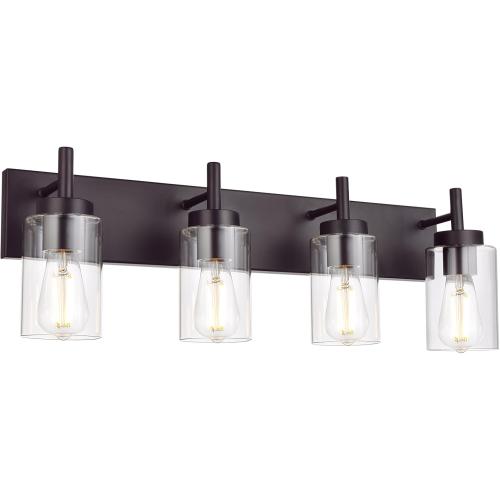 4 Lights Bathroom Vanity Light Fixture Oil Rubbed Bronze Sconces Wall Lighting Industrial Indoor Wall Mounted Lamp, Farmhouse Style for Kitchen Dining Room (Patent No.: US D958,438 S)