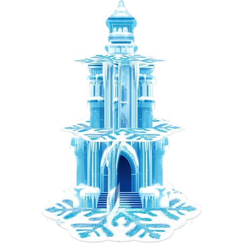 Frozen Birthday Party Decorations, 3-Tier Frozen Cupcake Stand with Snowflakes and Ice Castle Design for Winter Wonderland Theme, Baby Shower and Kids Frozen Party (Blue Snowflake)