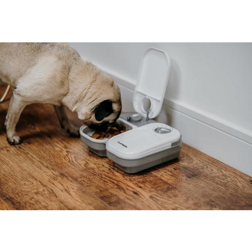 Cat Mate 2-Meal Automatic Feeder, 400g Per Bowl, Wet & Dry Food, White