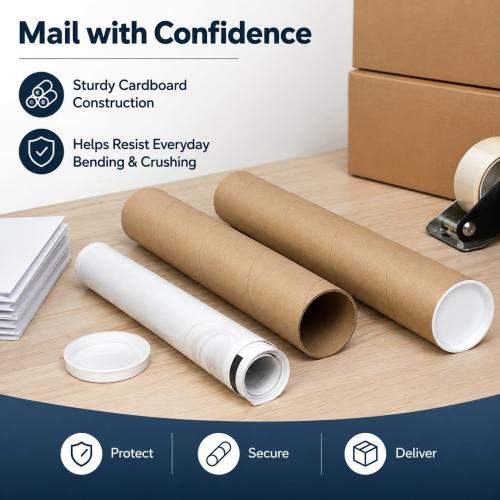 Kraft Mailing Tubes with End Caps for Posters & Documents