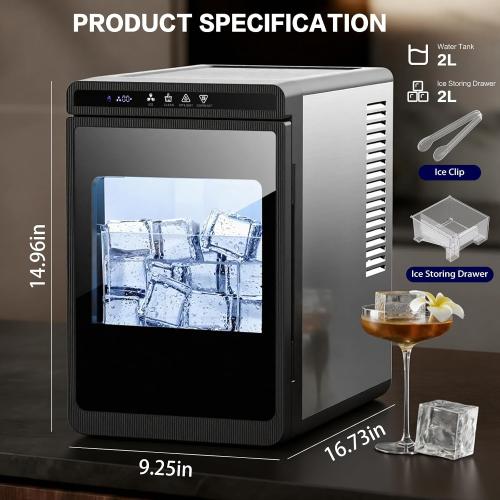 Clear Ice Cube Makers Countertop,Ice Cube in 20Mins for Whiskey