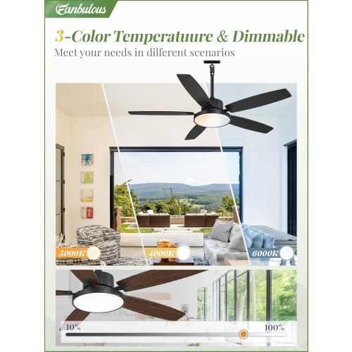 52 Outdoor Ceiling Fans with Light and Remote IP65 Wet Rated Waterproof