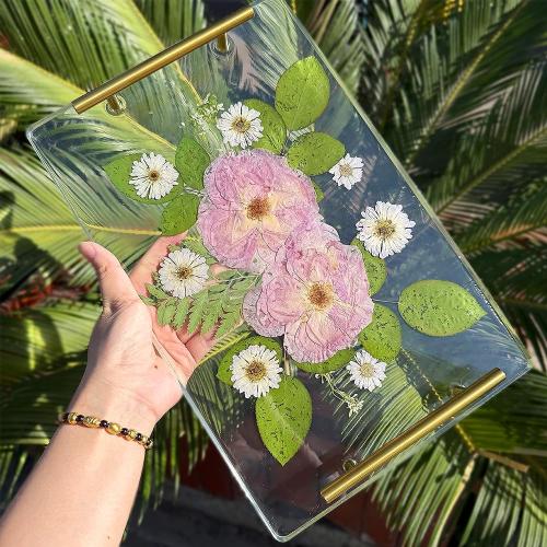 RESINWORLD 14 x 9 x 0.5 XL Large Rectangle Mold, Deep Serving Tray Mold with Handles, Wedding Flower Mould for Resin