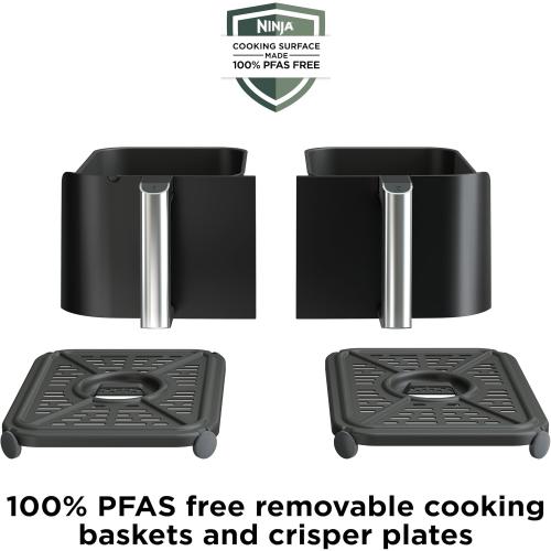 Ninja DZ550 Foodi 10 Quart 6-in-1 DualZone Smart XL Air Fryer with 2 Independent Baskets, Smart Cook Thermometer for Perfect Doneness, Match Cook & Smart Finish to Roast, Dehydrate & More, BLACK