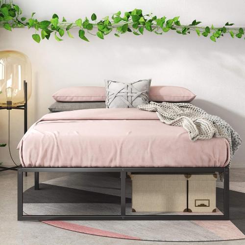 ZINUS Lorelei 14 Inch Metal Platform Bed Frame, Mattress Foundation with Steel Slat Support, No Box Spring Needed, Easy Assembly, Queen, Black