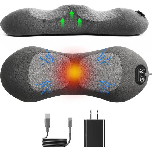 Triple Fusion Back Massager with Stretching, Vibration and Heat, 3-in-1 Electric Lumbar Pillow for Lower Back Tension Relief, Deep Tissue Relaxation Massage for Home, Office, Bed, Sofa, and Car Use