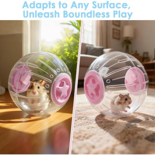 Hamster Exercise Ball 7.9 Inch–Crystal Clear Hamster Running Ball with Twist-Lock Lid, Large Safe Ventilation Toys, Accessories for Syrian/Dwarf Hamsters and Other Small/Medium Hamsters, Pink