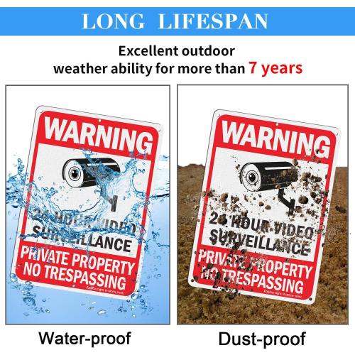 Faittoo 4 Pack No Trespassing, Private Property, Warning Signs - 10 x 7 Inches Reflective Aluminum, UV Protected, Weather Resistant, Durable Ink, Easy to Mount