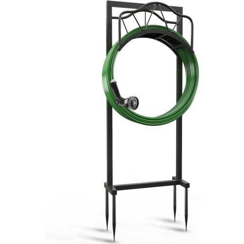 4-Spike Metal Waterproof Freestanding Garden Hose Holder for Outside