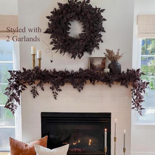 Fall Decorations for Home - 2 Pack 6 Ft Plum Cimicifuga Seeded Garlands