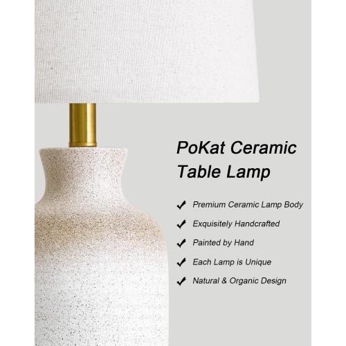 PoKat 24'' Farmhouse Ceramic Table Lamp with Natural Textured Finish