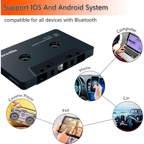Arsvita Car Audio Bluetooth Wireless Cassette Adapter, Black | Tape Player Bluetooth 5.0 Cassette Aux Adapter