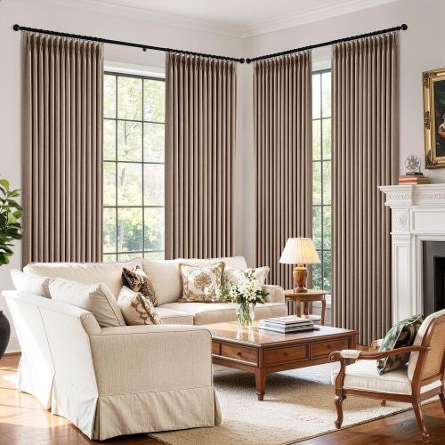 MIULEE Pinch Pleated 100% Blackout Curtains 40x84 Long Linen 4 Panels Set