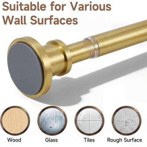 BRIOFOX Gold Tension Curtain Rod 24 to 50 Inch(2-4.1ft) - Spring Tension Shower Curtain Rod, No Drilling Brass Gold Tension Rod for Curtains Windows Closet Kitchen