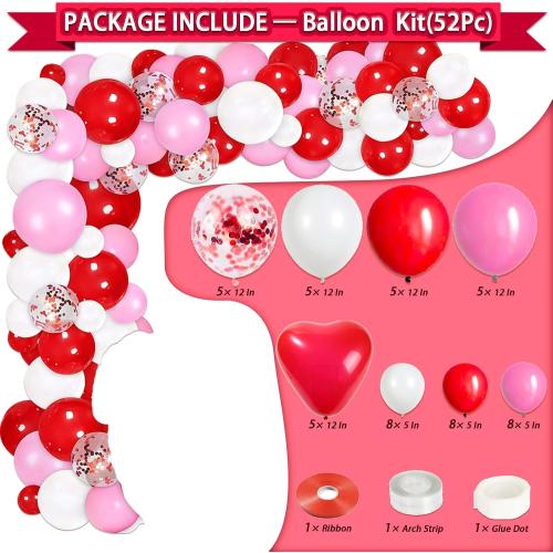 Guudmua 90Pcs Valentines Day Decor Kit, Happy Anniversary Decorations - 4 Pcs Balloon Boxes, Balloon Garland, Multi Decorations For Romantic Decors Special Night
