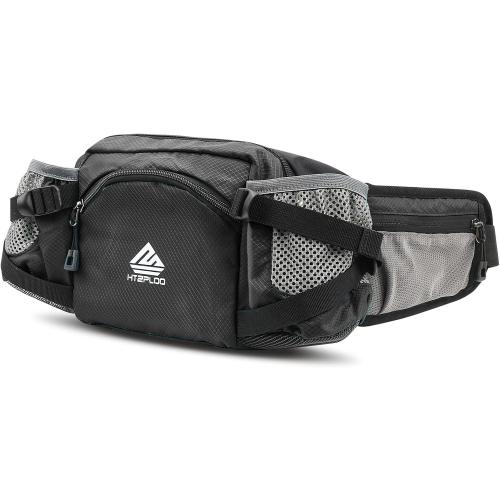 Fanny Pack Waist Bag with Water Bottle Holder for Men Women Running Hiking Travel Dog Walking Workout Cycling Outdoor (Black)