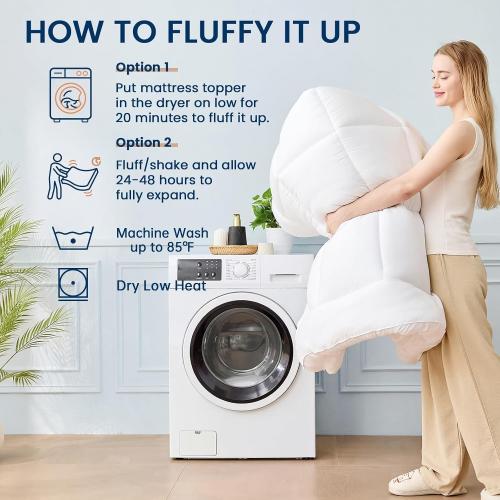 Queen Mattress Topper Extra Thick, Cooling Plush Mattress Pad