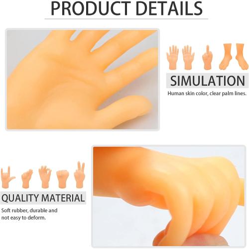 ZAKVOOR 16 Pcs Tiny Finger Hands Mini Rubber Finger Puppets Realistic Little Hand Finger for Display, Desk Decoration, Photography Props, and Creative Projects