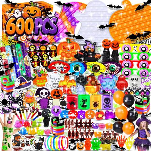 600Pcs Halloween Party Favors for Kids, Bulk Fidget Toys, Non-Candy Treats