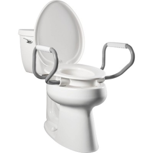 Assurance with Clean Shield Elongated Plastic Premium Raised Toilet Seat in White with Support Arms - Bemis