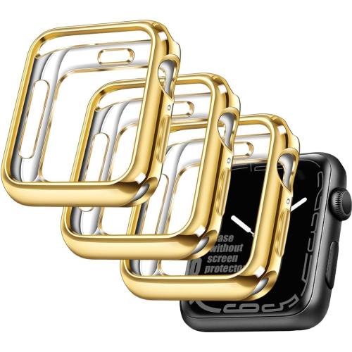 top4cus 3 Pack 44mm Case Soft Flexible Lightweight Anti-Scratch Overall Protective 44mm Iwatch Waterproof Cover Case Shiny Workout Shockproof Bumper Compatible with Apple Watch Series 6/SE/5/4