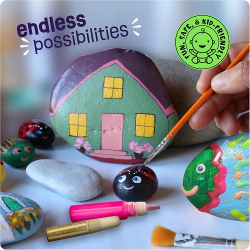 Dan&Darci Kids Rock Painting Kit - Glow in The Dark - Gifts Arts & Crafts for Boys and Girls Ages 6-12 - Craft Activities Kits - Creative Art Toys for 6, 7, 8, 9, 10, 11 & 12 Year Old Kid