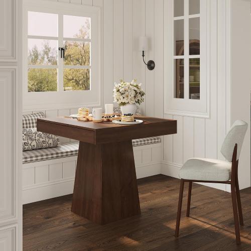 Garvee Small Dining Table with Drawers, 31.5 Inch Farmhouse Kitchen Table Retro Brown