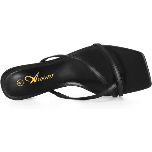 Athlefit Women's Strappy Kitten Heels Fashion Flip Flop Thong Low Heels Size 8.5