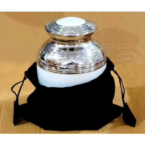Size 6 Color White eSplanade Cremation Urn Memorial Container Jar Pot | Metal Burial Urns | Keepsake for Ashes | Brass - White - 6 Inches (Medium)
