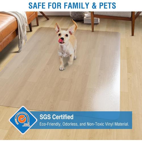 Clear Chair Mat, 75 x 60 Large Chair Mat for Hard Floors, Easy Glide Desk Mat for Rolling Chair, Anti-Slip Vinyl Floor Mat for Home Office Living Room, Clear