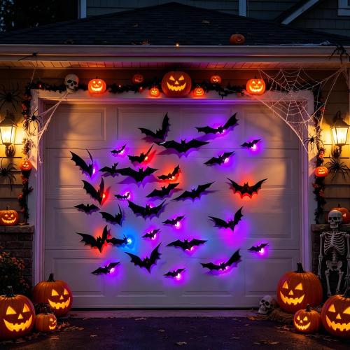DR.DUDU 36 Pack Halloween Bats Wall Decor Halloween Decorations Indoor