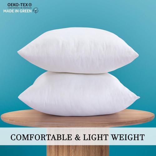ROYALE LINENS 12 x 12 Pillow Insert - Down Alternative Throw Pillows Insert - Square Pillow Pack of 2 White - Bed & Couch Pillows - Inner Cushion for Bed, Cushion for Living Room - Shams Stuffer