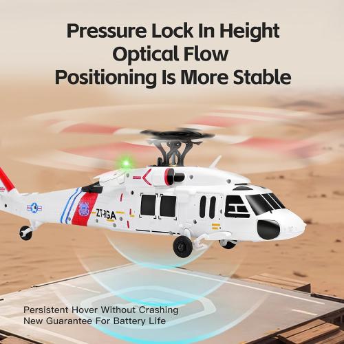 K270 UH60L Remote Controlled Helicopter 2.4Ghz 4CH RC Helicopter Heli Aileronless 6-Axis Gyroscope Air Pressure Hold Optical Flow Position 3-Batteries for Adults Beginners