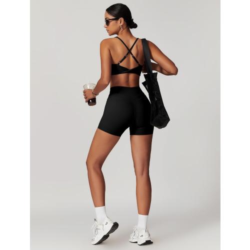 ABOCIW Workout Sets for Women 2 Piece V Neck Twist Back Sports Bra High Waist Biker Shorts Yoga Outfits