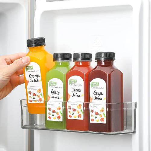 24 PACK, 12 OZ Reusable Thicker Plastic Juice Bottles with Caps, Leakproof