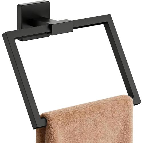 CHJgroup Hand Towel Holder for Bathroom Wall, Square 180° Swivel Towel Ring